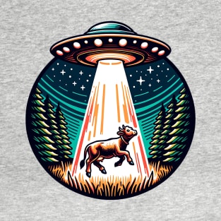 UFO Cow Abduction Forest T-Shirt